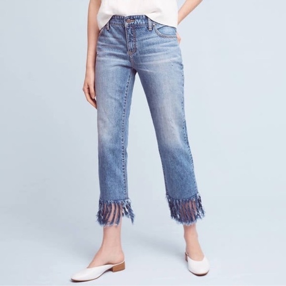 Anthropologie Pilcro and the Letterpress fringe hem cropped denim jeans size 31 - Picture 2 of 14